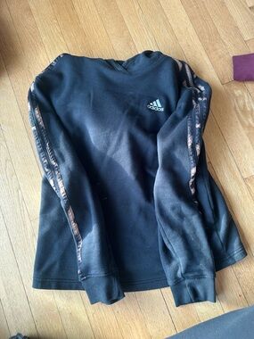 adidas Black hoodie with animal print trim